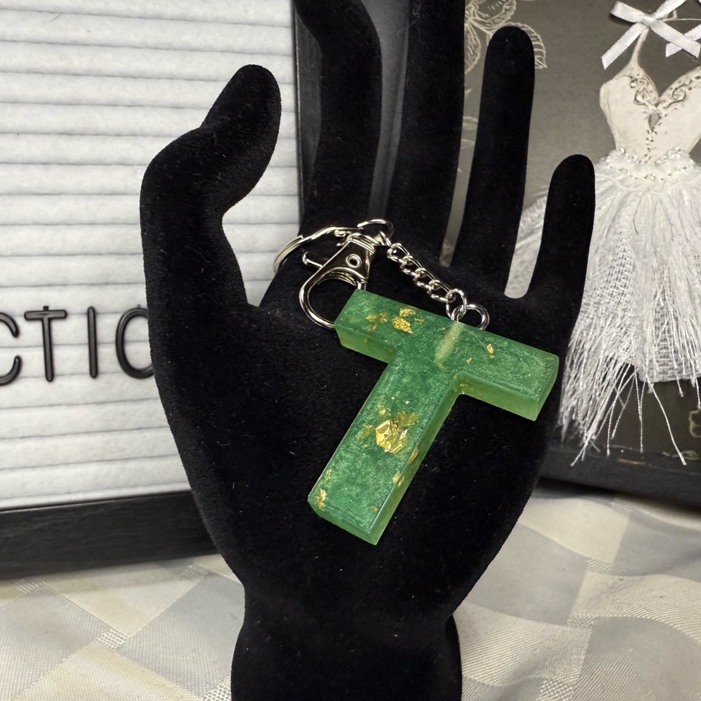 Green Key Holder with Gold Accents